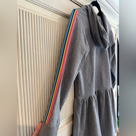 HANNAH ANDERSON Girls Rainbow Hoodie Dress Gray French Terry, Size 10 - Picture 9 of 13